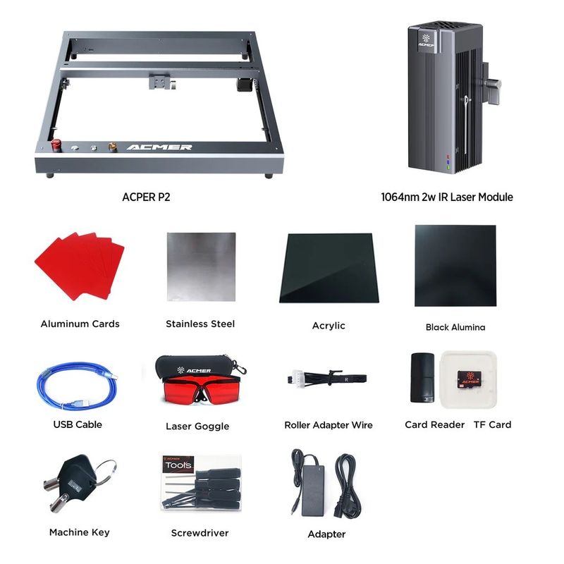 ACMER P2 IR 2w Faserlasergravur für Metallgravur FCC/CE/RoHS/FDA zertifiziert