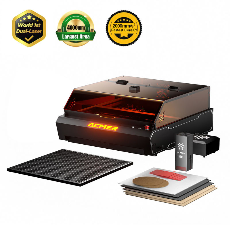 ACMER P3 2 in 1 Dual Laser, Lasergravierende Schneidmaschinen mit 10 Watt Diodenlaser & 2 Watt IR Laser