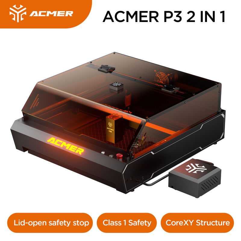 ACMER P3 2 IN 1 Lasergraver, 10 Watt Laserschneid- und Graviermaschine für Metallholz und Glas 390 mm x 400 mm