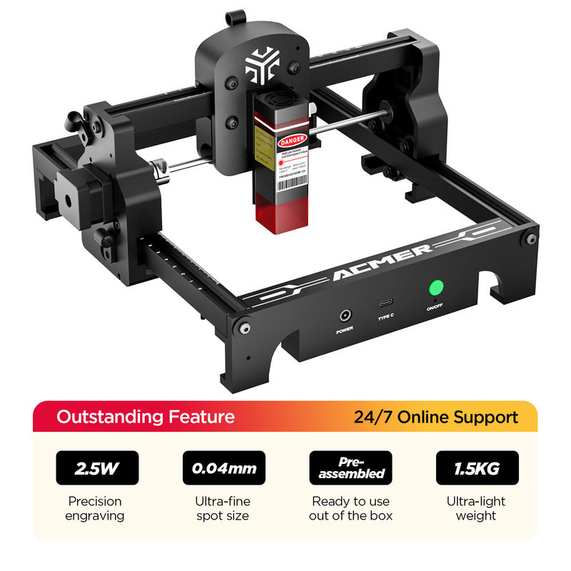 0.04*0.04mm Fleckgröße, ACMER S1 Portable Laser Engraver Mini Machine,