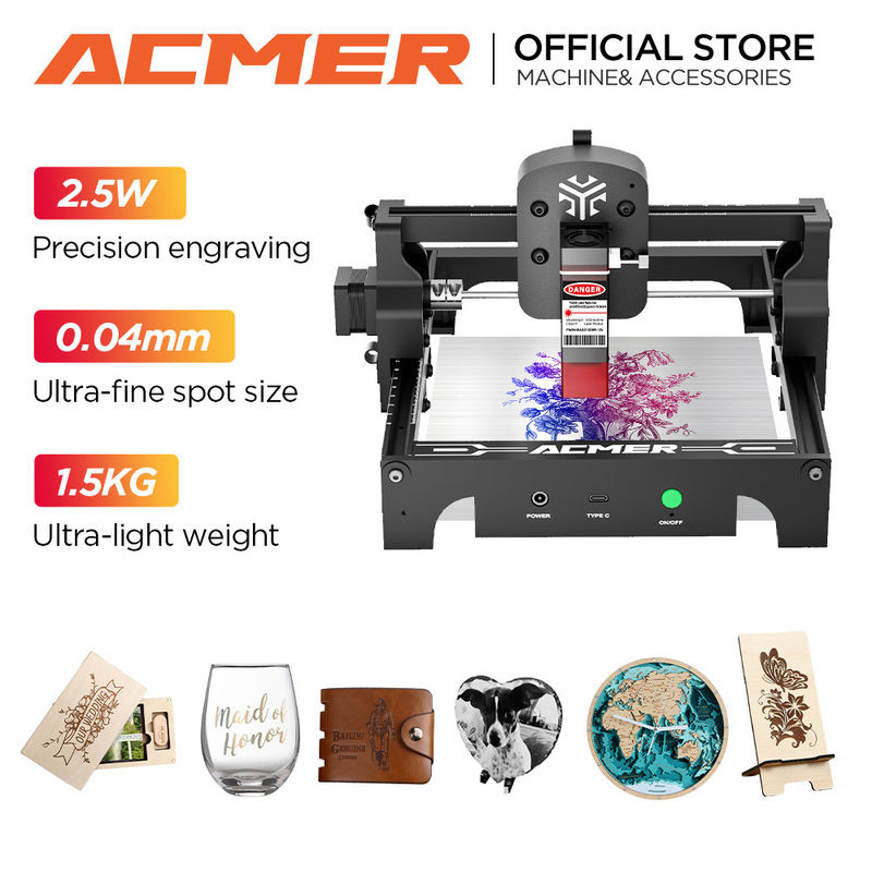 ACMER S1 Mini Portable Laser Engraver Maschine 0,04 * 0,04mm Fleckengröße für Edelstahl Holz