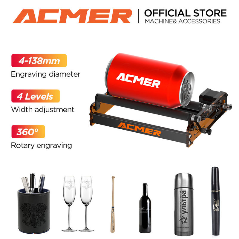 ACMER M2 Laser-Rotationswalzen-Hilfen für die Gravierung von zylindrischen Objekten Glasflaschen Stammglas