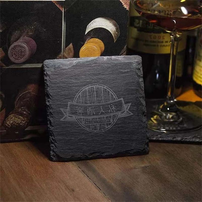 ACMER DIY Steinkoaster Schieferstein Trinkkoaster Schwarz Naturrand Für Bar Und Zuhause