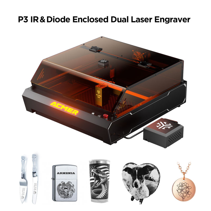ACMER P3 96W CNC-Lasergraver Hochgeschwindigkeits-Aluminiumprofil Rumpf 10000mw Diodenlaser USB/APP/TF Kommunikationsmethode